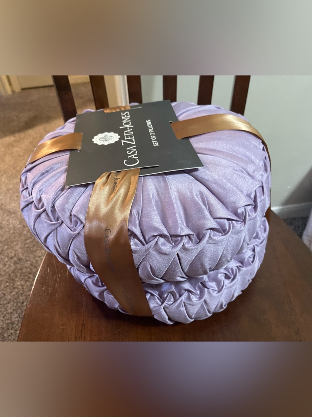 Casa Zeta-Jones Lavender Ruched Decorative Pillow Set